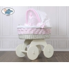 Babywieg op Wielen / Rieten en Houten Wieg - met Kap - Beddengoed