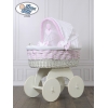 Babywieg op Wielen / Rieten en Houten Wieg - met Kap - Beddengoed