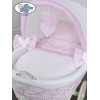 Babywieg op Wielen / Rieten en Houten Wieg - met Kap - Beddengoed