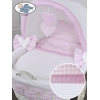 Babywieg op Wielen / Rieten en Houten Wieg - met Kap - Beddengoed