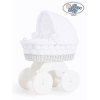 Babywieg op Wielen / Rieten en Houten Wieg - met Kap - Beddengoed Bianca