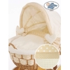 Babywieg op Wielen / Rieten en Houten Wieg - met Kap - Beddengoed Isabella