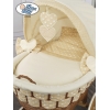 Babywieg op Wielen / Rieten en Houten Wieg - met Kap - Beddengoed Isabella