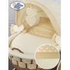 Babywieg op Wielen / Rieten en Houten Wieg - met Kap - Beddengoed Isabella