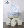Babywieg op Wielen / Rieten en Houten Wieg - met Kap - Beddengoed Isabella