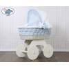 Babywieg op Wielen / Rieten en Houten Wieg - met Kap - Beddengoed Isabella