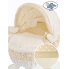 Babywieg op Wielen / Rieten en Houten Wieg - met Kap - Beddengoed Isabella