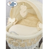 Babywieg op Wielen / Rieten en Houten Wieg - met Kap - Beddengoed Isabella