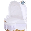 Babywieg op Wielen / Rieten en Houten Wieg - met Kap - Beddengoed Sophia