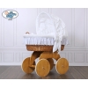 Babywieg op Wielen / Rieten en Houten Wieg - met Kap - Beddengoed Sophia
