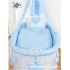 Babywieg op Wielen / Rieten Kribbe met Hemeltje Blauw Amelie