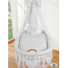 Babywieg op Wielen / Rieten Kribbe met Hemeltje Grijs Amelie