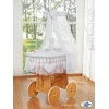Babywieg op Wielen / Rieten Kribbe met Hemeltje Grijs Amelie