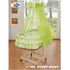 Babywieg op Wielen / Rieten Kribbe met Hemeltje -  Groen Bear With Bow
