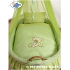 Babywieg op Wielen / Rieten Kribbe met Hemeltje -  Groen Bear With Bow
