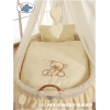 Babywieg op Wielen / Rieten Kribbe met Hemeltje -  Ivoor Bear With Bow