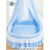 Babywieg op Wielen / Rieten Wieg met Hemeltje Blauw Bellamie