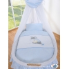 Babywieg op Wielen / Rieten Wieg met Hemeltje -  Blauw Ezel Luca