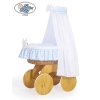 Babywieg op Wielen / Rieten Wieg met Hemeltje Blauw Zigzag Hanna