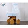 Babywieg op Wielen / Rieten Wieg met Hemeltje Blauw Zigzag Hanna