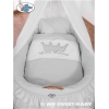Babywieg op Wielen / Rieten Wieg met Hemeltje -  Grijs Little Prince Princess
