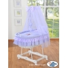 Babywieg op Wielen / Rieten Wieg met Hemeltje -  Purper Bear With Bow