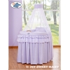 Babywieg op Wielen / Rieten Wieg met Hemeltje -  Purper Little Prince Princess
