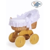 Babywieg op Wielen / Rieten Wieg met Kap Wit Lelie