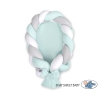 Bedbumper & Babynest Gevlochten 2 in 1 Mint Wit Grijs