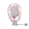 Bedbumper & Babynest Gevlochten 2 in 1 Wit Grijs Poederroze