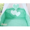 Beddengoed voor Babybed 11 st met Hemel Hemeltje - Harten Mint Polkaprikker