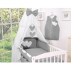Beddengoed voor Babybed 11 st met Hemel Klamboe - Harten Antraciet