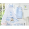 Beddengoed voor Babybed 7 st met Hemel Klamboe - Harten Blauw Geruit