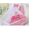 Beddengoed voor Babybed 7 st met Hemel Klamboe - Harten Roze Geruit