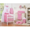 Beddengoed voor Babybed 7 st met Hemel Klamboe - Harten Roze Geruit