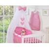 Beddengoed voor Babybed 7 st met Hemel Klamboe - Harten Roze Geruit