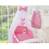 Beddengoed voor Babybed 7 st met Hemel Klamboe - Harten Roze Geruit