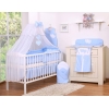 Beddengoed voor Kinderbed 5 st met Klamboe - Harten Blauw Polkaprikker