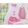 Beddengoedset voor Kinderbed 11 st met Klamboe - Harten Roze Geruit
