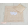 Beddengoedset voor Kinderwagen 2 stuks - Harten Beige Polkaprikker