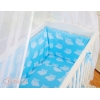 Bedkant Wieg met Matras en beddengoed -  Blauw Gelukkige Uilen