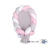 Bedomrander Babynest Gevlochten 2 in 1 Roze Wit Grijs