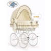 Brocante Babywiegje / Retro Rieten Babybed  Ivoor Emma