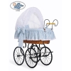 Brocante Babywiegje Rotan Wit Blauw Jasmijn