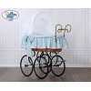 Brocante Babywiegje Rotan Wit Blauw Jasmijn