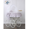 Brocante Rotan Babywiegje Roze Wit Jasmijn