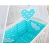 Co-sleeper Kinderbed met Matras en beddengoed -  Turkoois Polkaprikker