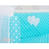 Co-sleeper Kinderbed met Matras en beddengoed -  Turkoois Polkaprikker