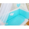 Co-sleeper Kinderbed met Matras en beddengoed -  Turkoois Polkaprikker