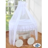 Deluxe Wieg met Rieten Babymand Wit Engel